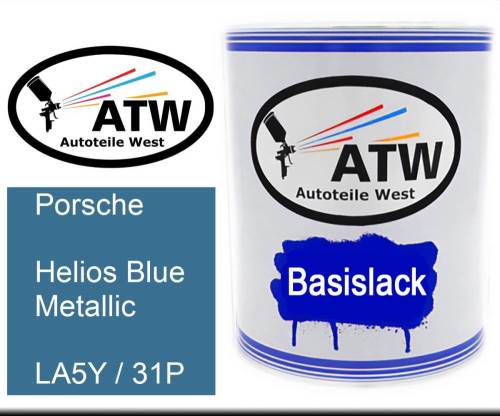Porsche, Helios Blue Metallic, LA5Y / 31P: 1L Lackdose, von ATW Autoteile West.